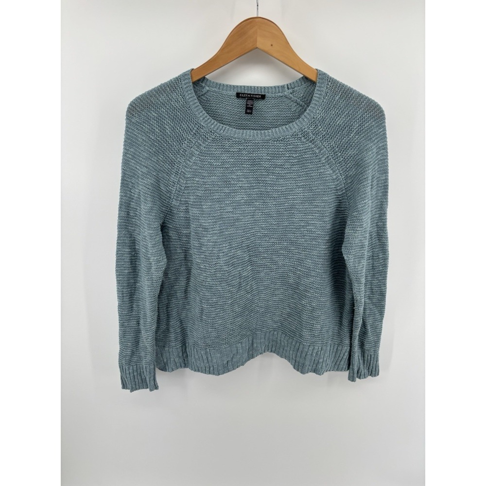 Eileen Fisher Organic Linen Blend Raglan Sweater Sz S Momcore Quiet Luxury